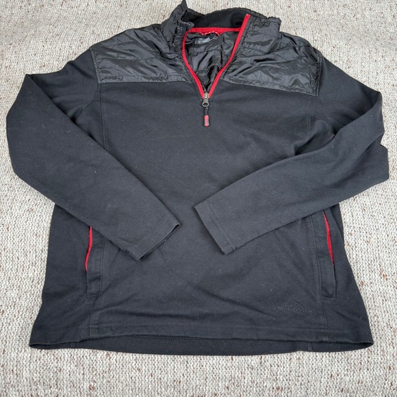 Eddie Bauer Pullover Quilted Trim Active Top Layering‎ Black M - Picture 1 of 7